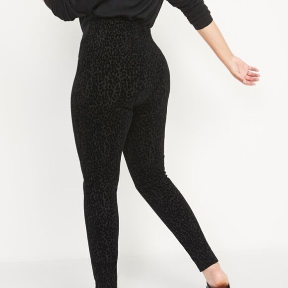 NWT Old Navy Black High-Waisted Stevie Leopard-Print Pants Small - Picture 5 of 15